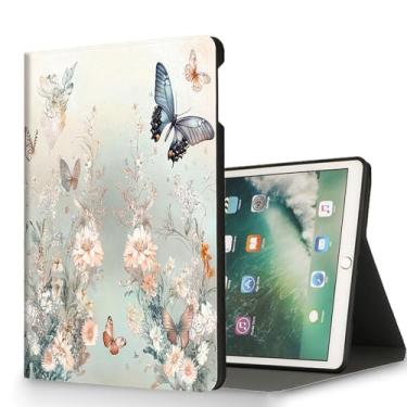 Imagem de RUUHLJLET Capa para iPad de 9ª/8ª/7ª geração (2021/2020/2019) 10,2 polegadas, despertar/hibernar automaticamente, capa protetora com suporte ajustável para Apple iPad de 10,2 polegadas - flores e