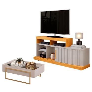 Imagem de Rack Bancada Scala com Mesa de Centro Suri Cedro Bali - DJ Móveis