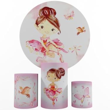 Imagem de Kit Decoração Festa, Painel Bailarina + Trio Capas De Cilindros (Color 02)