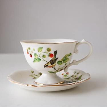 Imagem de FTOQWZXV Conjunto de chá de frutas silvestres de porcelana bule de chá conjunto de pires prato de jantar conjunto de xícaras de café casa escritório chá da tarde (A como mostra)