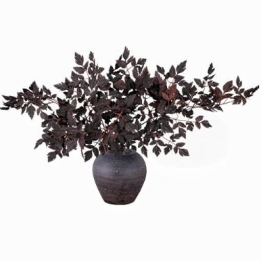 Imagem de 5 ramos de folhas de bordo artificiais, folhas artificiais de planta Cimicifuga, 80 cm/31,5 pol, plantas falsas de outono para vaso, plantas falsas para casa, outono, Halloween, festa de Ação de