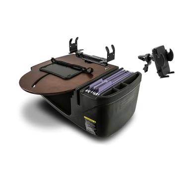 Imagem de AutoExec Mesa de carro AE-RMCD-PS-VC-21M Roadmaster e estação de trabalho portátil com suporte para impressora e clipe de ventilação do telefone, mogno