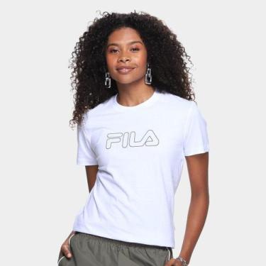 Imagem de Camiseta Fila Basic Outline Feminina, Branco, Azul, G