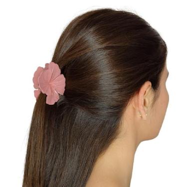 Imagem de Kit 3 Piranhas De Cabelo Garra Retângular - Lika Bijuterias, Rosa Flor