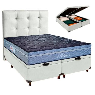 Imagem de Cama + Bau Blindado E Colchão Molas Ensacadas Queen - Petrus Paropas + Cabeceira