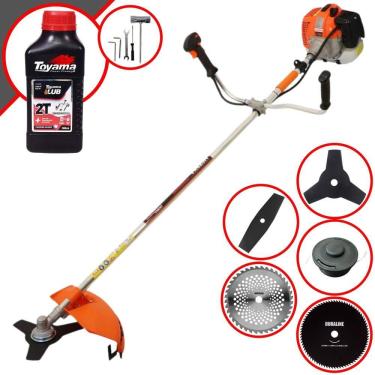 Imagem de Roçadeira Máquina de Corta Grama À Gasolina Vulcan VR620-H 62cc 3HP 12.500rpm Multifuncional Completa Com 5 Opções de Cortes + ÓLEO TOYAMA 2 Tempos
