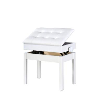 Imagem de Banqueta Branca,Banco De Piano,Teclado C/Ajuste Altura,Baú