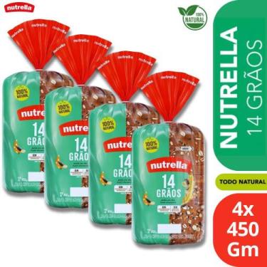 Imagem de 4 Pães Integrais 14 Grãos Nutrella 100% Natural de 450g cada