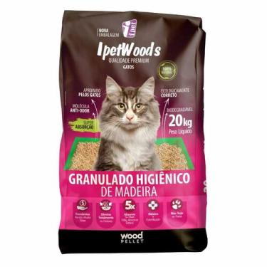 Imagem de Granulado Higiênico De Madeira para Gatos Ipet Woods 20kg - WOOD PELLE