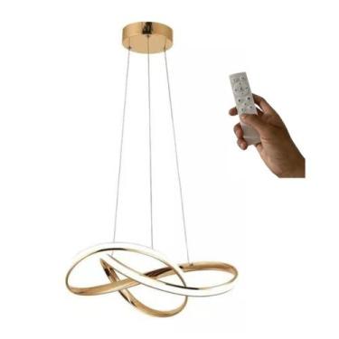 Imagem de Lustre Sala Led Luxo Moderno 45w 50 cm Dourado C/ Controle - Casa Moli