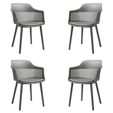 Imagem de Kit 4 Cadeiras Decorativas Prescott Sala de Jantar PP/PU Cinza G56 - Gran Belo