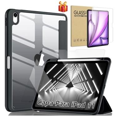 Imagem de Capa iPad 11 Geração 2025 (A16) 11", Compatível iPad 10th de 10,9", Com Suporte para Apple Pencil e Despertar/Sono Automático, Anti Impacto (Preto, Com Película de Vidro)