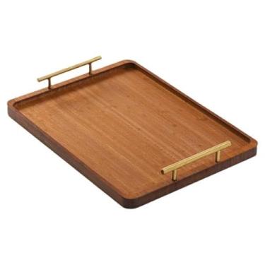 Imagem de MotiveTech Bandeja de bambu para servir, prato para lanches, comida, copo, bandeja para café da manhã, 40cmx30cmx1.5cm