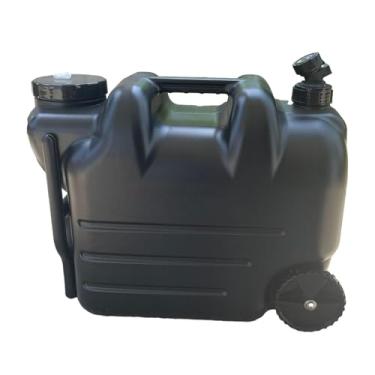 Imagem de oshhni Recipiente de água para acampamento, recipiente de água com alça, chaleira de viagem de grande capacidade, dispensador de bebidas, balde para pesca, Preto