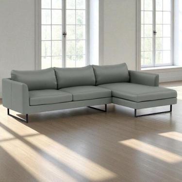 Imagem de Sofá 4 Lugares com Chaise Lado Direito e Revestimento em material sint