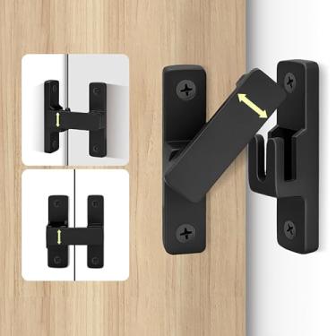 Imagem de Fechadura de porta de celeiro 90/180 graus Trava ajustável de liga de zinco Trava de porta deslizante para celeiros e portas de cerca de jardim (preto)