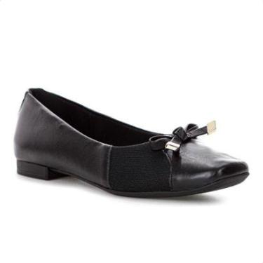 Imagem de Sapatilha Usaflex Couro Lisa Preto - Feminino-Feminino