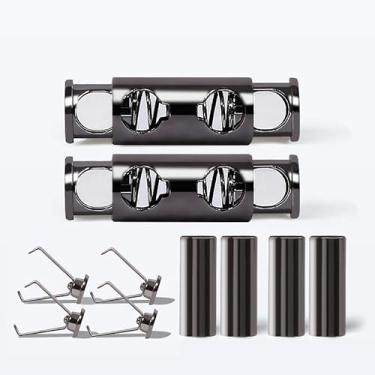 Imagem de 1 conjunto de fechaduras de renda de metal sem amarração, sistema de bloqueio de liberação rápida para botas, tênis, sapatos atléticos, ajustável, ajuste seguro para viagens, Metal., One Size