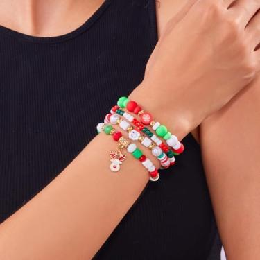 Imagem de Pulseiras de Natal para mulheres, berloques de Natal, miçangas, decorações de árvores, presentes