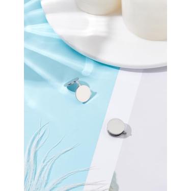 Imagem de 2 peças de brincos de pressão de aço inoxidável, brincos de pressão redondos planos para mulheres, 18,5 x 12 mm, 18.5x12mm, Aço inoxidável, Sem pedra preciosa