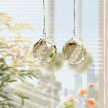 Imagem de 2 peças de enfeites de cristal para pendurar em vidro para janela refletor de luz decorativa para pendurar em casa ou na varanda