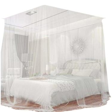 Imagem de Mosquiteiro de Teto Tipo Tenda para Cama Casal Queen e King – Microtule Poliéster Resistente 200x205x240cm Branca
