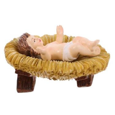 Imagem de Estatueta de Jesus esculpida à mão em resina para presépio em miniatura artesanato religioso para decorações internas de Natal Figura de Jesus para decoração de férias