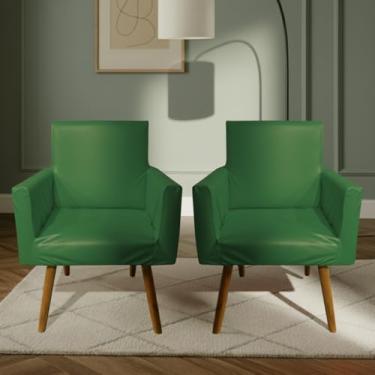 Imagem de Kit De 2 Capas Para Poltrona Nina Decorativa Sala Escritorio Quarto Em Malha Gel Liso (Verde bandeira)