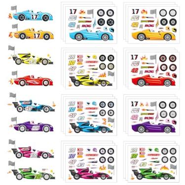 Imagem de 24 peças de adesivos de carro de corrida para, adesivos vintage hotwheels adesivos de carro faça seu próprio carro adesivos de transporte para carro de corrida lembrancinhas de aniversário presentes