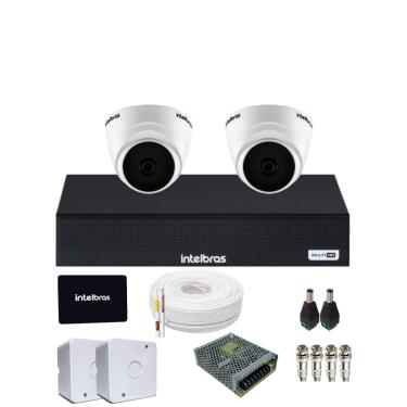 Imagem de Kit 2 Câmeras Intelbras HD 720p 1120d  DVR 4 canais 1104‑C com SSD 512gb