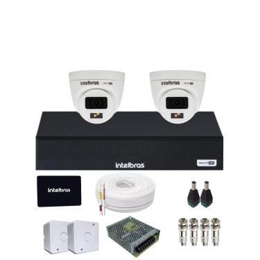 Imagem de Kit CFTV Intelbras 2 Câmeras 1120d Full Color  720p  DVR intelbras 1104-c  SSD 512gb Instalado