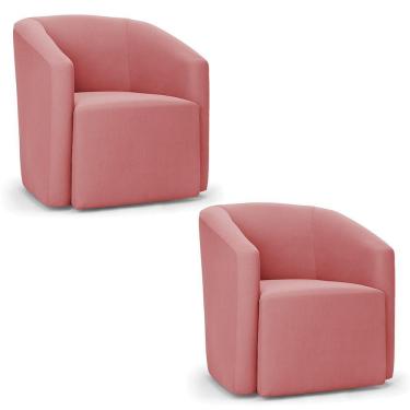 Imagem de Poltrona Decorativa Orgânica Kit 2 Stella Max Suede Rosê D03 - D'rossi