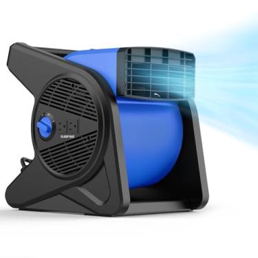 Imagem de shinic Ventilador utilitário de alta velocidade de 38 cm - 375 CFM, 3 velocidades, 2 saídas CA 120V, botão de reinicialização, azul/preto - ideal para locais de trabalho, garagem, academia e uso