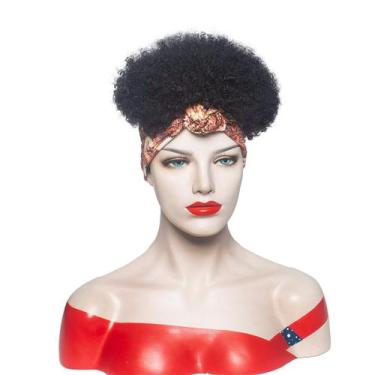 Imagem de Peruca preta afro encaracolada com faixa de cabeça - curta, de aparênc
