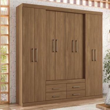 Imagem de Guarda-Roupa Casal Barbados 8 Portas 4 Gavetas Jatoba - Pnr Móveis, Ma