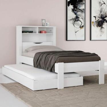 Imagem de Cama Solteiro Bicama Omaha 1 Porta com Baú Branco - Pnr Móveis, Branco