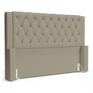 Imagem de Cabeceira Atena Para Cama Box Queen Size 160cm Capitonê Com Frame Veludo Bege - Desk Design