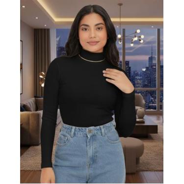 Imagem de Blusa Cacharrel Feminina Gola Alta Manga Comprida Segunda Pele Outono 