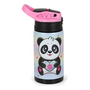 Imagem de Garrafa Infantil Meninas Panda Up4you Aço Inox 500ml C/ Alça - Luxcel,