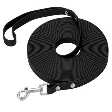 Imagem de Coleira longa de treinamento para cães à prova d'água com guia longa para uso ao ar livre para cães pequenos, médios e grandes, treinamento externo, brincar, acampar (preta, 1,8 m)