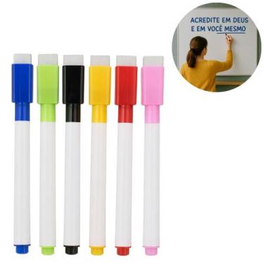 Imagem de Kit 18 Canetas Marcador Lousa Quadro Branco com 6 Cores - Top