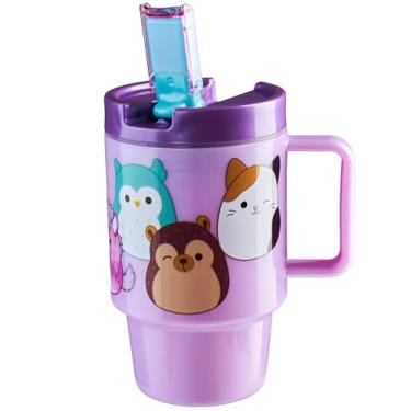 Imagem de Get Trend Garrafa de água Squishmallows Tumbler Crianças 500 ml, Copo à prova de vazamento com tampa e canudo, Caneca de plástico Livre de BPA (Lilac Squishmallows)