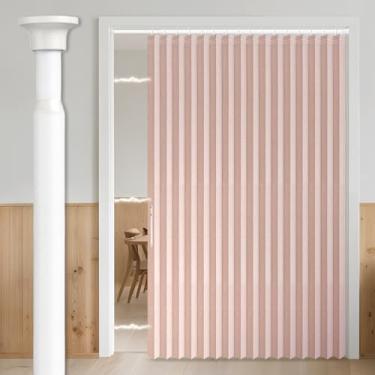 Imagem de AJAZZ Cortina magnética interna para portas sanfonadas 100% blackout para conjuntos de janelas de vidro (1 pacote, 184 L x 78 C, rosa + varão)