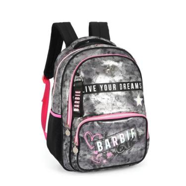 Imagem de Mochila De Costas Escolar Juvenil Barbie Girl Jeans - Luxcel, Preto