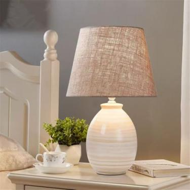 Imagem de Luminária de mesa contemporânea de cerâmica, estilo americano de luxo, com LED, para sala de estar, quarto, escritório, casa de campo, hotel ou mesa de cabeceira (Estilo 122B)