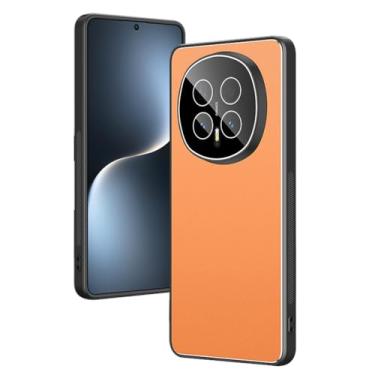 Imagem de POYUFRG Capa de metal para Honor Magic 8 Pro/Magic 8, capa de telefone fina antiderrapante antiderrapante com capa de proteção de lente envolvente completa, laranja, 8 Pro