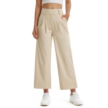 Imagem de Calça social de perna larga Libin para mulheres de cintura alta XS cáq