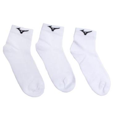Imagem de Kit 3 Pares Meias Esportivas Mizuno Cano Curto Branco, Branco, M