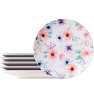 Imagem de Jogo Pratos Sobremesa Lanche 6 Pçs 6 Pessoas Floratta 21cm