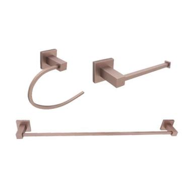 Imagem de Kit Acessório Banheiro Lavatório Papeleira + Porta Toalha Argola + Toa